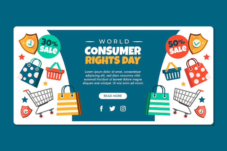 flat world consumer rights day sale horizontal banner 23 2149280101